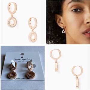 NWT Kate Spade Spot The Spade Pave Earrings - Rose Gold